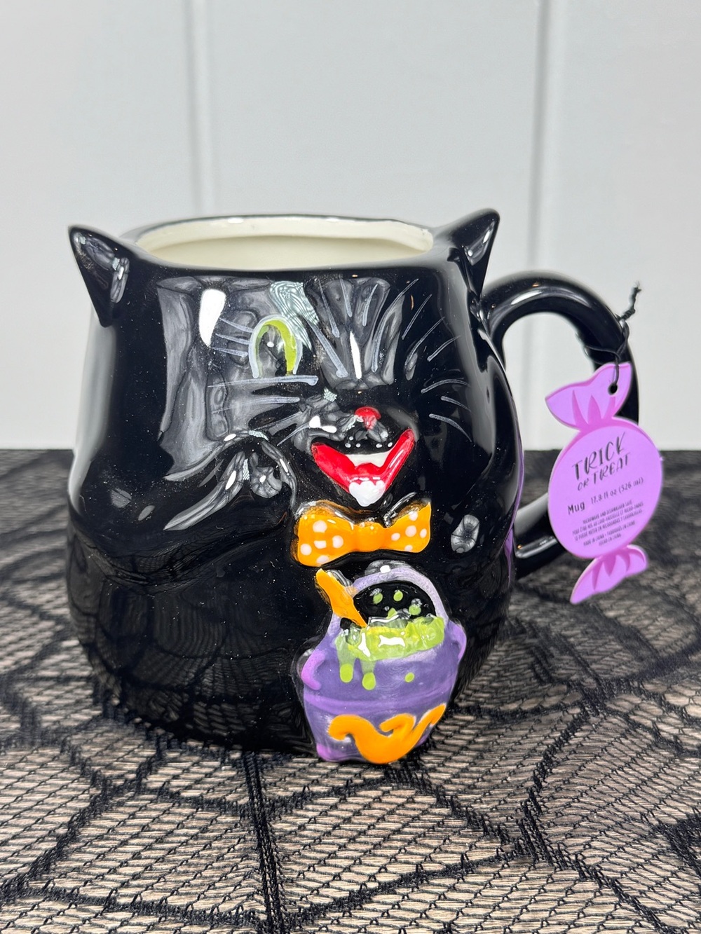 NEW Trick Or Treat Black Cat Halloween Mug